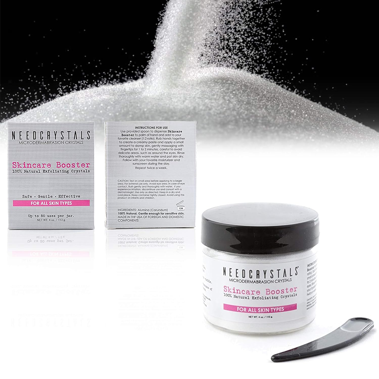 NeedCrystals Microdermabrasion Crystals 4 oz. / 113 gr. DIY Face Scrub. Natural Facial Exfoliator for Dull or Dry Skin Improves Acne Scars, Blackheads, Pore Size, Wrinkles, Blemishes & Skin Texture: Beauty