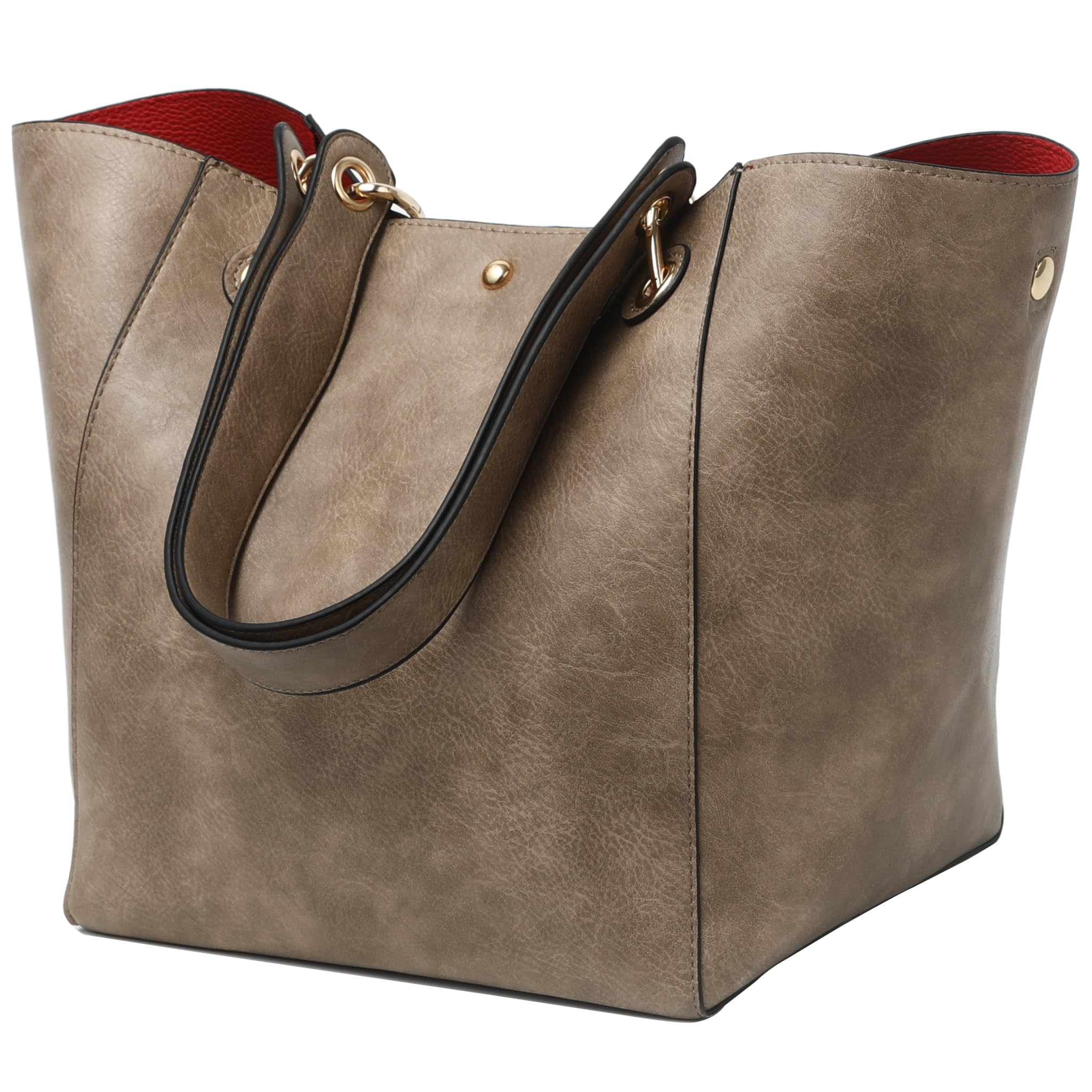 Brown Leather Bag Large Tote Bag For Work With Zipper Leather Tote
