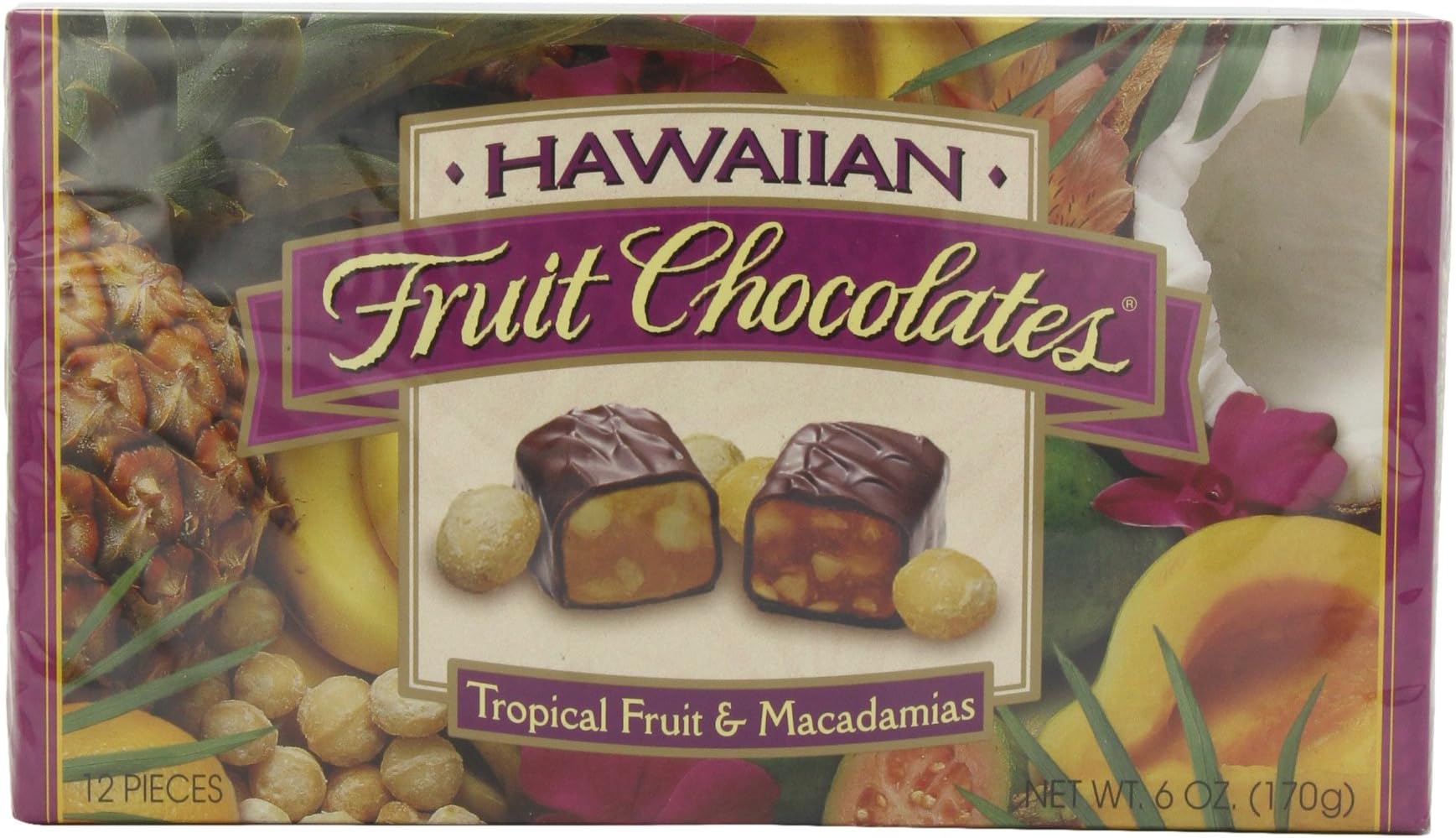 Liberty Orchards Hawaiian Fruit Chocolates, 6 Ounce Boxes (Pack of 12)