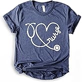 ROKO CLOTHING Cute Nurse Day Shirt for Women Letter Print Stethoscope Nursing School Short Sleeve Graphic Top Tees Tshirt