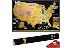DIVALIS Detailed Scratch off USA Map with Scratcher - 24x16 Easy to Frame 63 National Parks Scratch Off Travel Poster of the United States of America - Large Scratchable US Map with Landmarks and States Flags