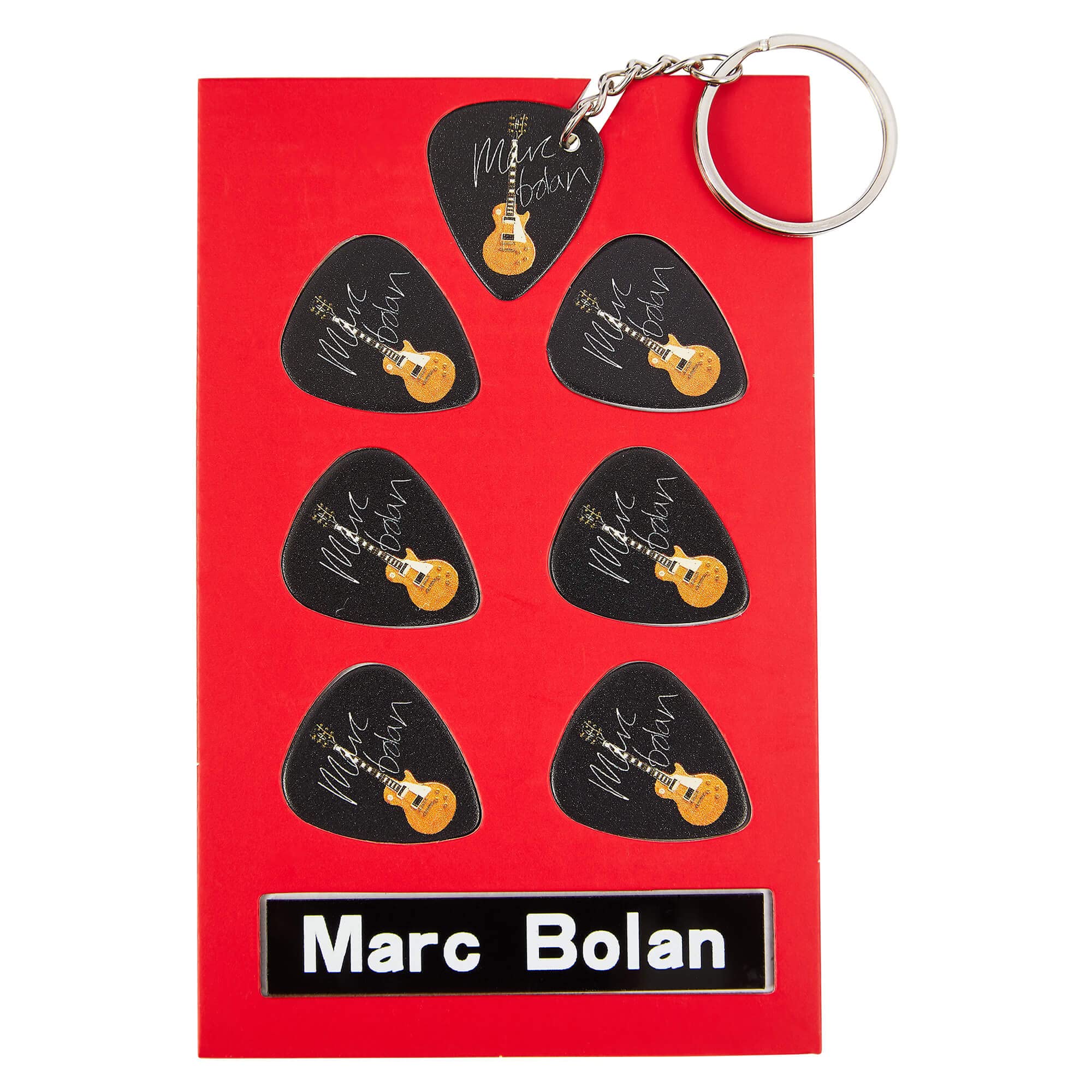Marc Bolan Guitar Plectrum Gift Set | 6 Artist Plectrums | 1 Artist Keyring