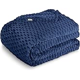 Bare Home Textured Fleece Blanket - Twin/Twin Extra Long - Ultra-Soft Lightweight for Bed, Sofa, and Couch - Luxury Microplush - Cozy Warm Blanket (Twin/Twin XL, Waffle Dark Blue)
