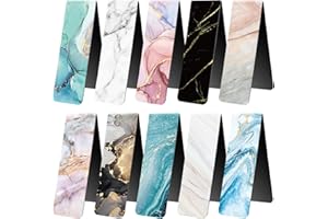 WAVEYU Magnetic Bookmarks for Women Men Magnet Page Markers Assorted Book Markers for Book Lovers Students Teachers Adults Kids for School Home Office Reading Stationery,10 Marble Designs