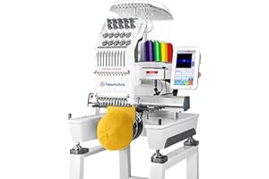 Smartstitch S-1001 Upgraded Embroidery Machine with 10 Needles, 1200SPM Max Speed, 7" Touch Screen, 9.5"x14.2" Embroidery Area, New Gen of Commercial Embroidery Machine for Flat, Hat, T-shirt and more