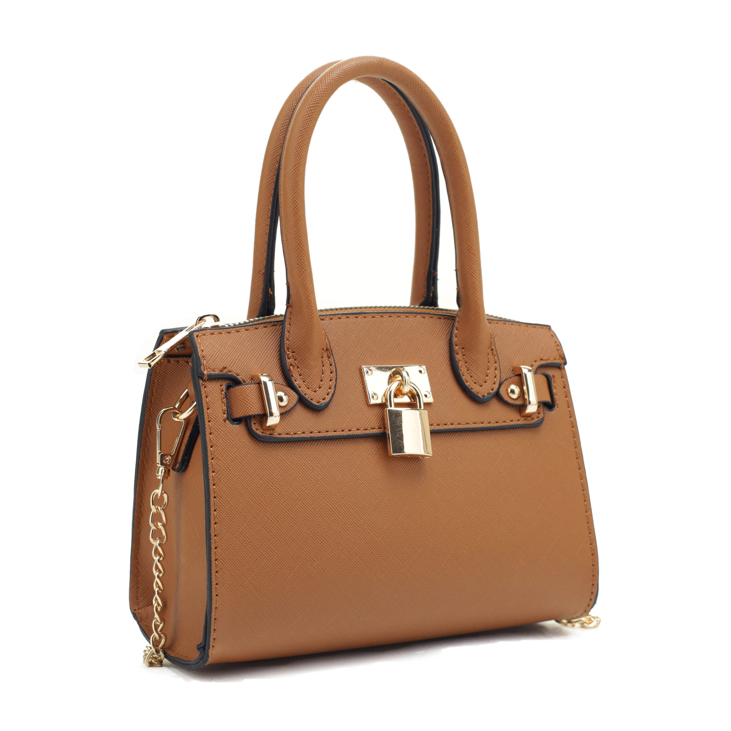 Photo 1 of EVVE Women's Evening Bag Party Clutches Mini Satchel Purses Cocktail Prom Handbags with Chain and Lock | TAN
