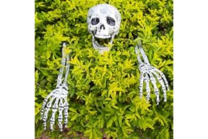 VEALIZUU Halloween Decoraitons Skeleton Stakes, Realistic Ground Breaker, Skeleton Arms with Stakes and Skull for Halloween Decorations Outdoor Lawn Patio Garden