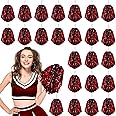 24 Pcs Pom Poms Cheerleading Cheerleader Spirited Cheer Baton Handle Metallic Foil for Sports Team Party Dance Cheering