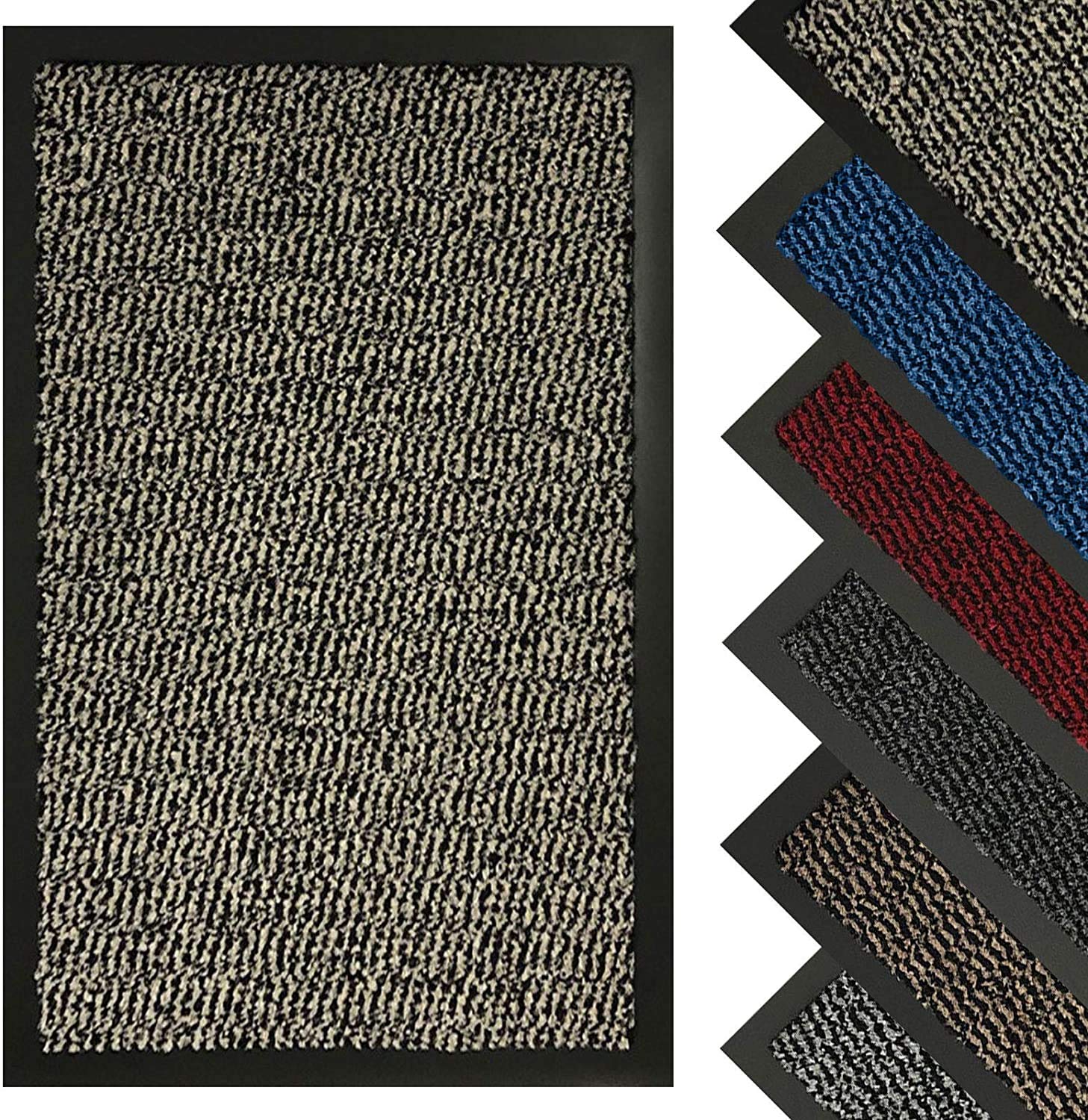 FB FunkyBuy Heavy Duty Barrier Mats Non Slip Rubber Mat Floor Mats Kitchen Rugs Washable Light Weight Rubber Multicolor Door Mat (Brown, 50cm x 80cm)