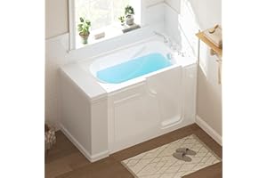FerdY Floridian 55" x 33" Walk-in Bathtub with Right-Side Door Opening and Quick Fill and Drain System, Rectangular Soaking Bathtub in White