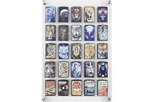 WEIMINLI 25-Slot Wall-Mounted Acrylic Display Case for Zippo Lighters - Clear Collector Cabinet, for Men and Lighter Enthusiasts