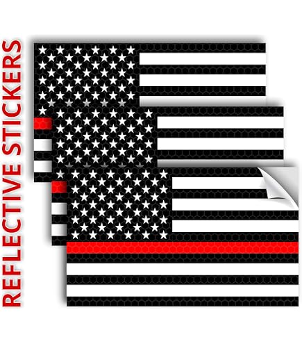 Thin Blue Red Line Police Fire American Flag Decal Vinyl Sticker - 4 Pack Glossy, 2