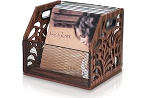 CILXGQLN Vinyl Record Storage, Wooden Record Holder, Magazine Holder, Magazine Rack for Desktop and Home Office, Record Crate Storage for Albums, Book, Files, Holds up to 70+ Records