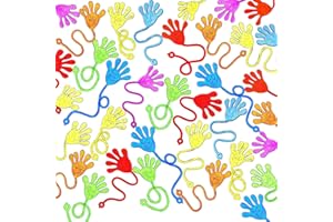 JOYIN 48Pcs Glitter Sticky Hands Party Favors, Party Table Favors Set for Kids, Holiday Traditions, Classroom Treasure Box Carnival Prizes Bulk Pinata Stuff Mini Toys, Christmas goodie bags