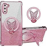 ZFDZYLT for Samsung Galaxy Note 10 Case with Stand [Compatible with Mag Safe], Galaxy Note 10 Phone Case with Kickstand Shockproof Protective Soft Cover Bling for Women, Pink