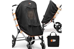 Baby Uma Stroller Sun Shade - UPF 50+ Protection, Breathable Blackout Mesh Cover With Zip-up Window for 6+ Months (+Travel Bag)