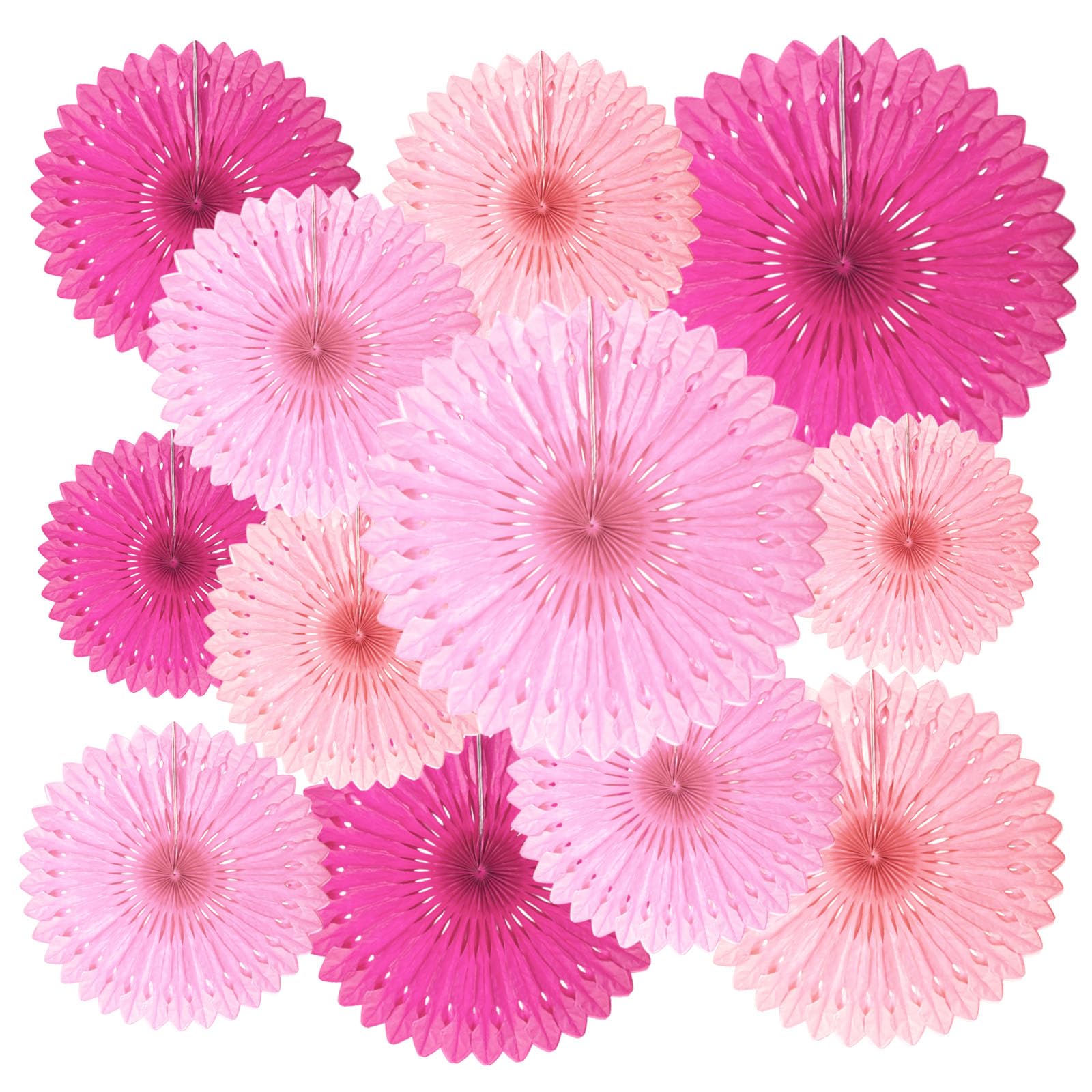 Photo 1 of 18 Pcs Pink Set Hanging Paper Fan, Hanging Honeycomb Round Paper Fans for Weddings, Birthdays, Baby Showers, Classroom, Events Ceiling Party Supplies Decorations