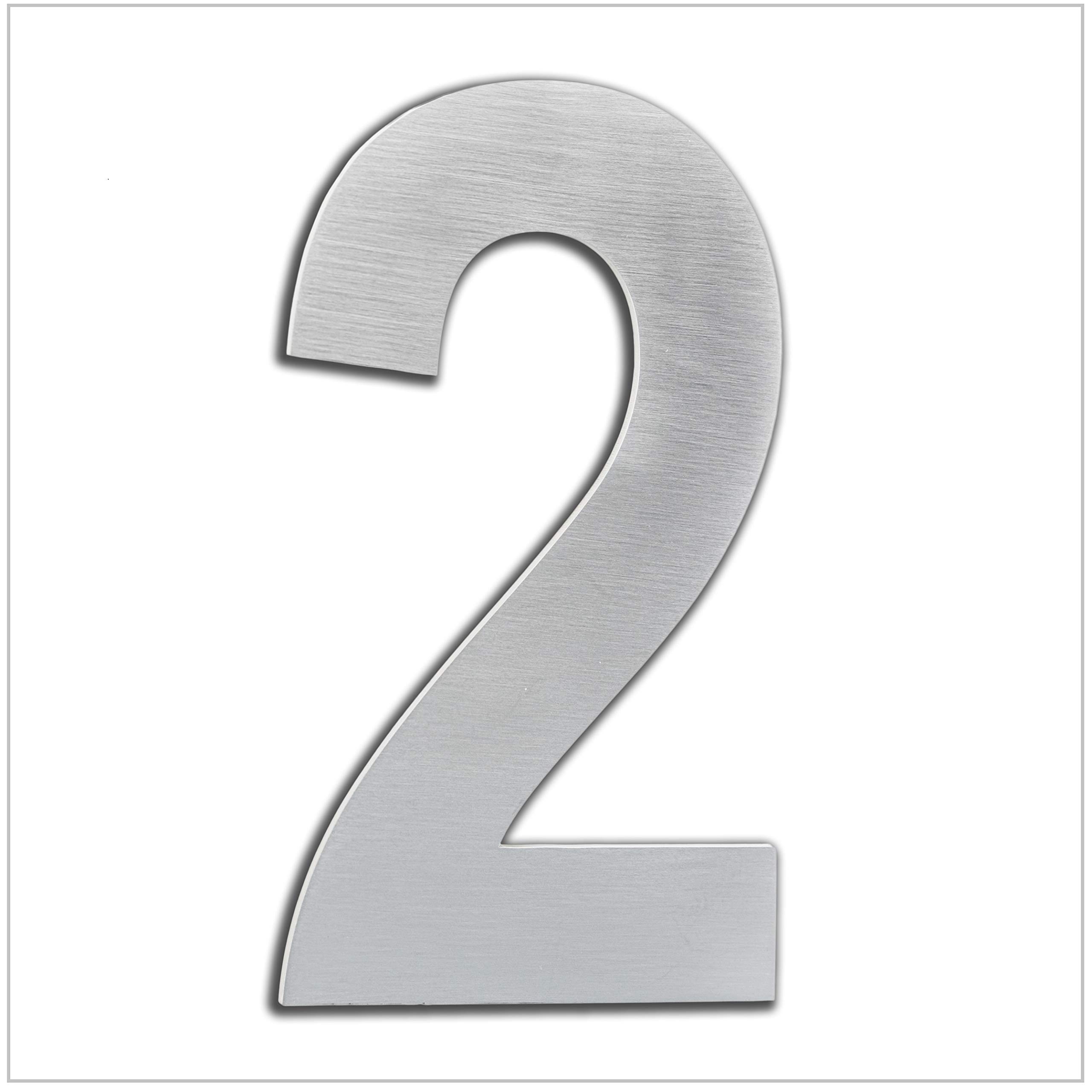 EVI Herrajes | House Number | 16cm Adhesive Stainless Steel Door Numbers | Waterproof | "2" Digit