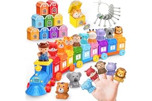 Luckades Toddler Animals Montessori Toys for 2 3 4 Year Old Boy Girl, Learning Farm Train Set with Counting Matching & Sortin