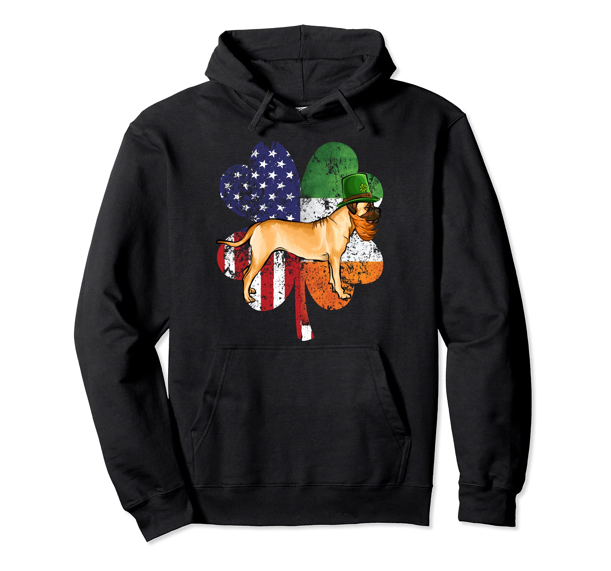 St Patricks Day Irish American Flag Bullmastiff Dog Pullover Hoodie