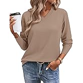 Women's Spring Sweaters 2026 Casual Long Sleeve Pullover V Neck Lightweight Sweatshirts Cute Blouse Tops