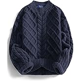 Aelfric Eden Womens Oversized Sweaters 2025 Cable Knit Chunky Sweater Lantern Sleeve Crewneck Pullover Loose Outfits