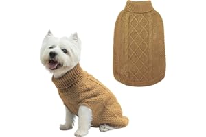 Mihachi Turtleneck Dog Sweater - Winter Coat Apparel Classic Cable Knit Clothes with Leash Hole for Cold Weather, Ideal Gift for Pet in New Year
