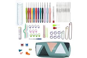 ARWYSCII Crochet Hooks Set, 24 Sizes Crochet Needles Kit for Arthritic Hands Ergonomic Soft Grip Handles for Beginners Mothers Girls Large Crochet Supplies with 43Pcs Crochet Accessories and Storage Bag