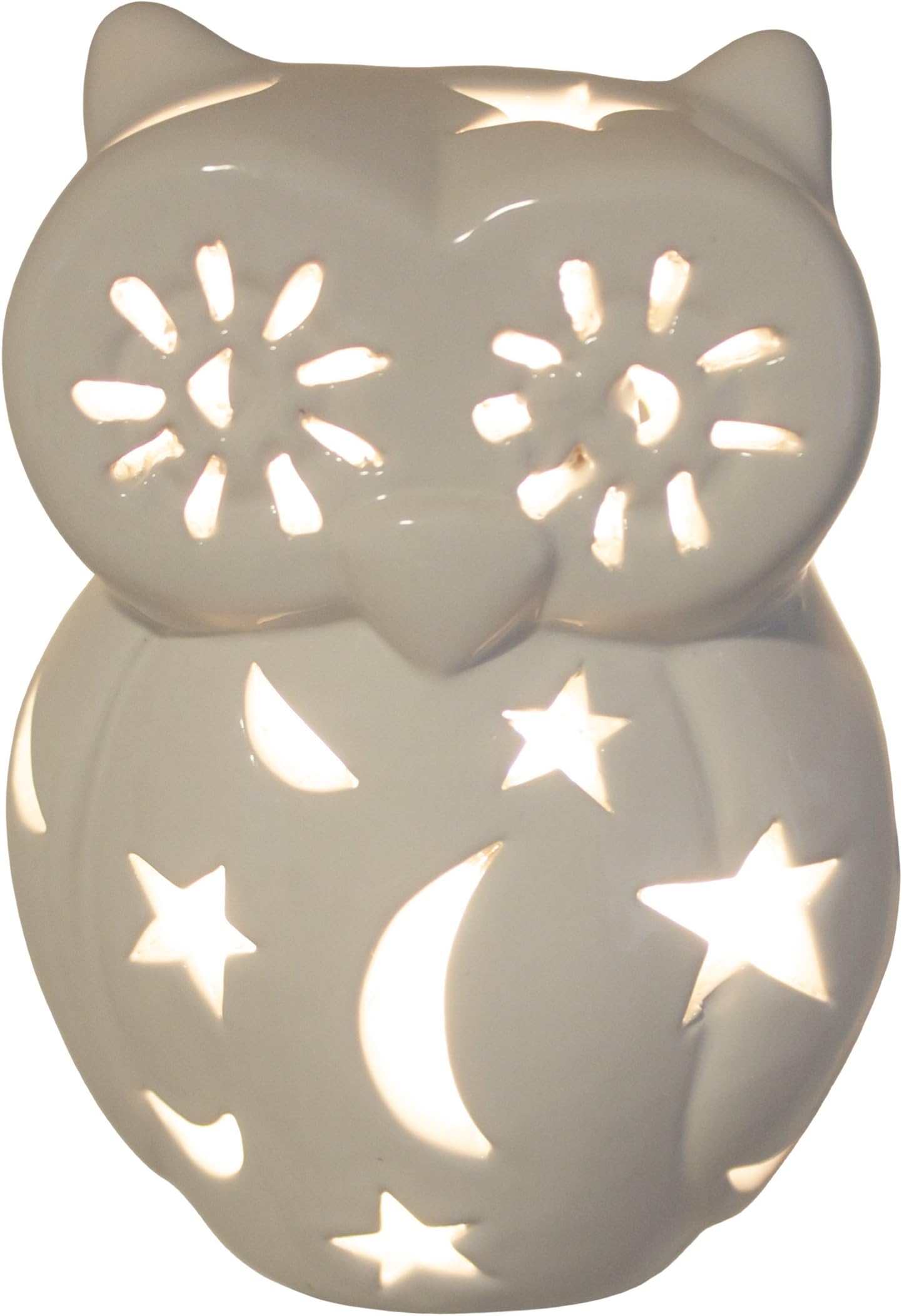 Handmade LED Ceramic Night Light (White Owl)