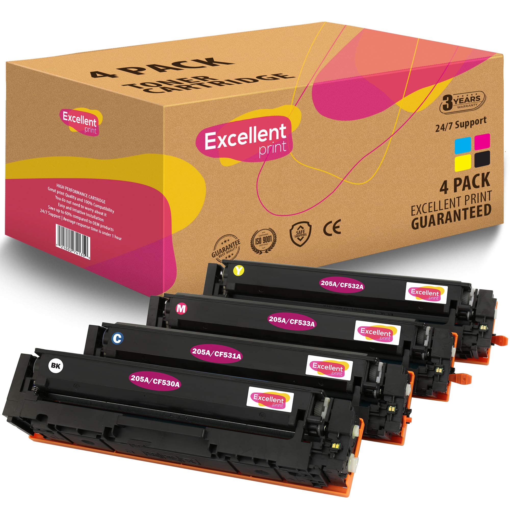 Excellent Print 205A CF530A CF531A CF532A CF533A Compatible Toner cartridge for HP Color LaserJet Pro MFP M180n M180nw M181fw M154a