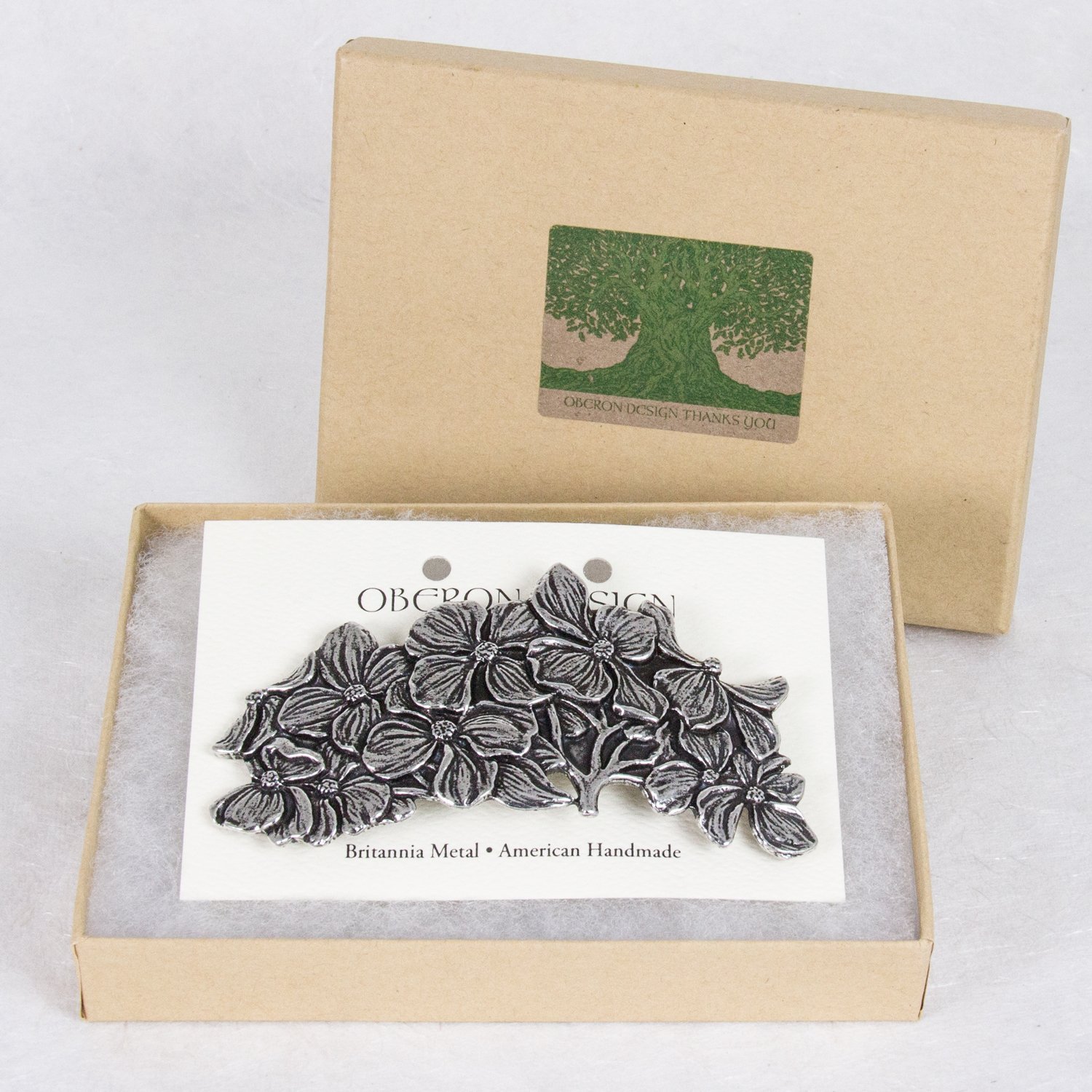 Dogwood Hair Clip, Large Hand Crafted Metal Barrette Made in the USA with an 80mm Imported French Clip by Oberon Design : Beauty
