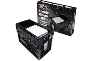 BCW Comic Bin, Black - Holds 150 Comics, Acid Free Storage and Organizer, Heavy Duty Plastic, Stackable, Includes Partition