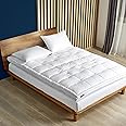 Serta Feather and Down Fiber Pillow Top Mattress Topper Queen Size - 233 Thread Count 100% Cotton Mattress Pad Ultra Soft 2-Inch Support Feather Bed-White