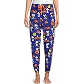 Richard Leeds International Peanuts Snoopy Womens Pajama Plush Jogger Sleep Pants (Blue Glass, Small)