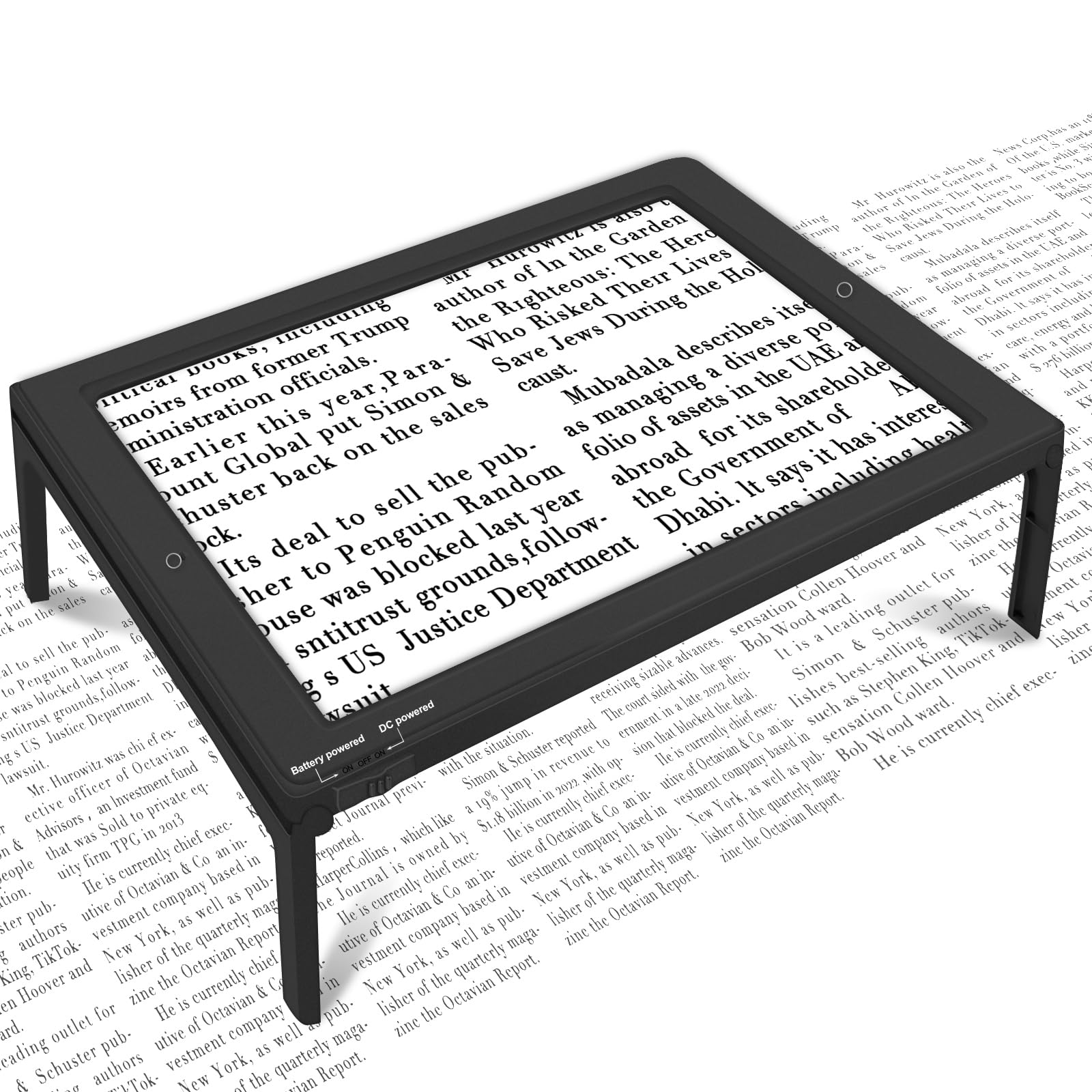 NZQXJXZ 5X Large Magnifying Glass with Light, Large and Lightweight Magnifier with 50 Ultra-Bright LED Lights, Provide Full-Page Viewing Area Evenly Lit, Perfect for Low Vision Person and Seniors