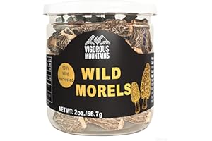 VIGOROUS MOUNTAINS Premium Dried Wild Morel Mushrooms, Wild Harvested, 2oz Earthy Flavor & Rich Umami-Perfect for Gourmet Cooking, Soups, Pasta & Risotto (56.7g)