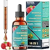 Tenmido 14in1 Rhodiola Rosea Tincture with Ashwagandha, Lion's Mane, Magnesium Glycinate, Citrate, Malate, L-Theanine, Same, Shilajit, Turmeric, Sea Moss & More - 30ml 1 Fl Oz