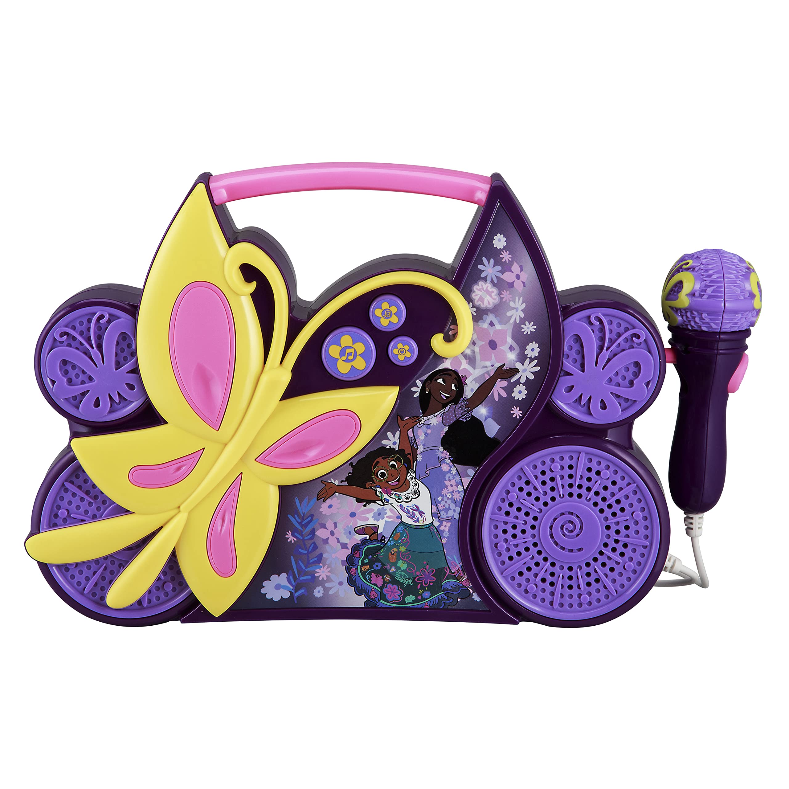eKids Disney Encanto Sing Along Boom Box Speaker with Microphone for Fans of Disney Toys, Kids Karaoke Machine with Built in Music