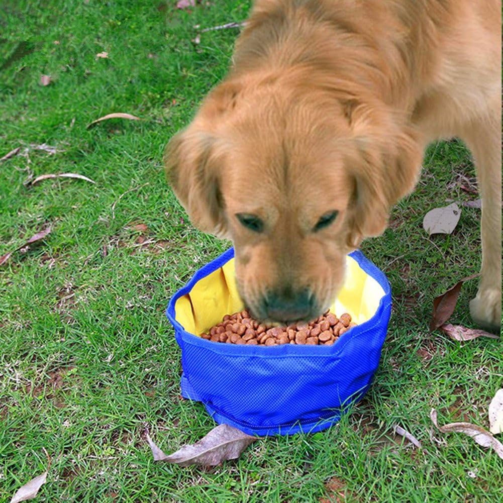 Dog Bowl Pet Food Water Bowl Collapsible Dog Bowl Waterproof Dog Bowls Pet Outdoor Portable Folding Waterproof Bowl(Blue) - Image 5