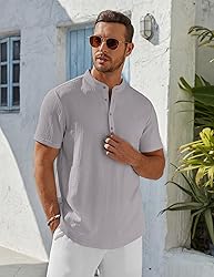 COOFANDY Men's Casual Henley Shirt Short Sleeve