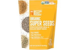 BetterBody Foods Superfood Organic Super Seeds - Chia Flax & Hemp Seeds, Blend of Organic Chia Seeds Organic Milled Flax Seed