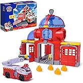 PAW Patrol Fire Rescue Command Center with Marshall Figure, Rescue Fire Truck, Lights, Launcher & Sound Fx, Kids Toys for Boy