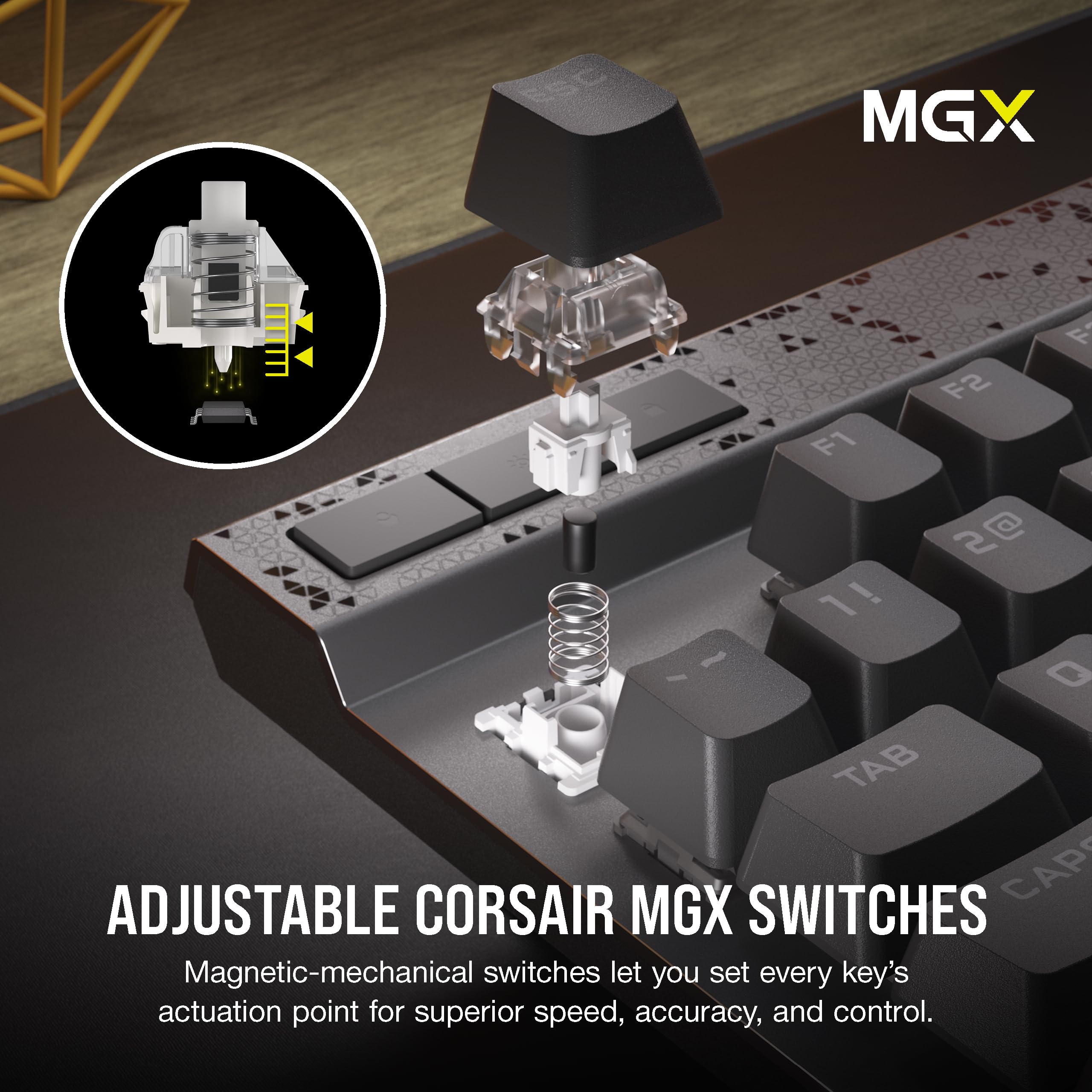 CORSAIR K70 MAX RGB Magnetic Mechanical Wired Gaming Keyboard – MGX Adjustable Switches, Simultaneous SOCD and Rapid Trigger, PBT Double-Shot Keycaps, Sound Dampening, 8000Hz Polling, QWERTY NA, Black