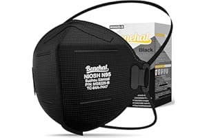 BENEHAL N95 Face Mask Black 50 Pack NIOSH Certified N95 Disposable Respirator 5-Ply Safety Breathable Face Masks Filter Efficiency 95% Adjustable Comfortable Protection Against PM2.5 Dust for Adult Men Women