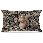 BUJSP Vintage Christmas Botanical Squirrel Pillow Covers 12x20 Double-Sided, Dark Cottagecore Christmas Red Ball Berries Cute Squirrel Decorative Throw Pillow Covers for Home Bedroom Living Room