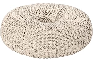 Christopher Knight Home Truda Knitted Cotton Donut Pouf, Beige Small