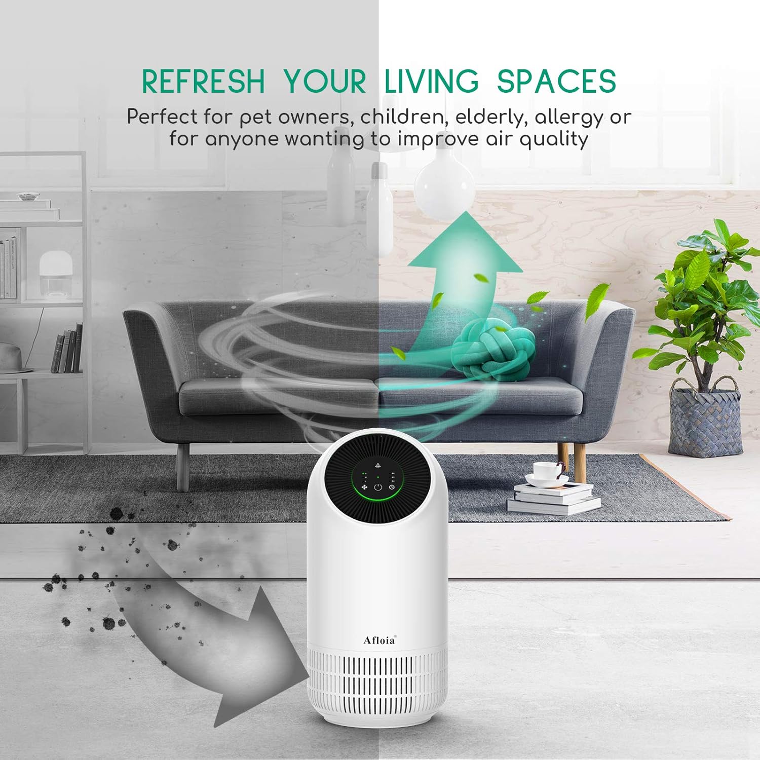 Afloia Fillo H13 Hepa Luftreiniger Entfernen 99 97 Rauch Staub Pollen 4 Geschwindigkeiten 3 Stufen Filtration 24db Timing Led Nachtlicht Luftreinigungsgerat Air Purifier Fur Allergiker Raucher Amazon De Baumarkt