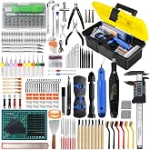 304PCS 3D Printing Accessory Tools with Tool Box for 3D Printer Modeler Basic Tools,Multi-spec Nozzle Cleaning Remove Kit &amp; mini Electric Grinder for Remove/Trim and Finish 3D Print