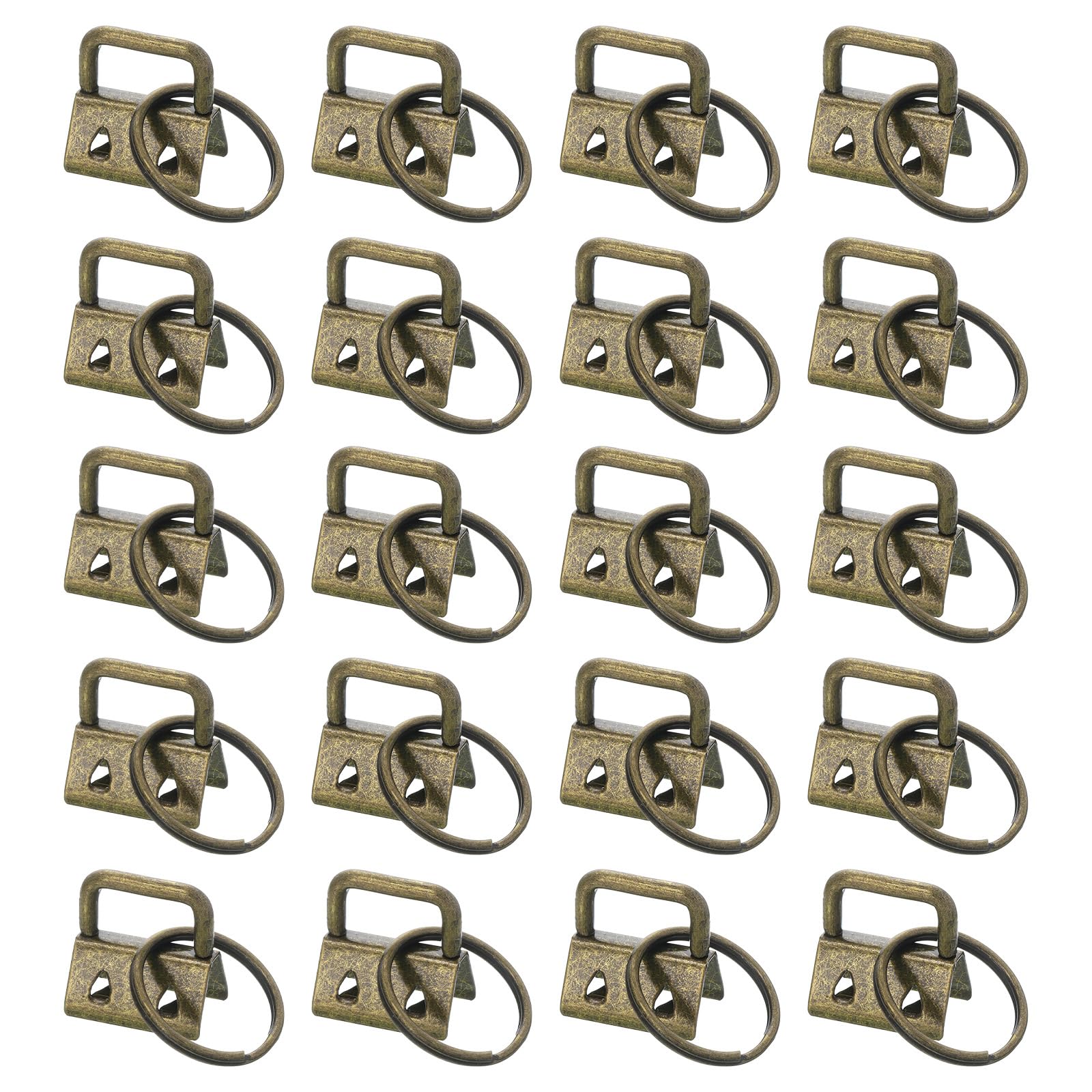 uxcell 20Pcs 20mm/ 0.8-inch Key Fob Hardware with Keychain Ring for Bag Webbing Wristlets, Lanyards, Dark Bronze