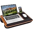 LAPGEAR Home Office Pro Lap Desk with Wrist Rest, Mouse Pad, and Phone Holder - Espresso Woodgrain - Fits up to 15.6 Inch Laptops - Style No. 91612